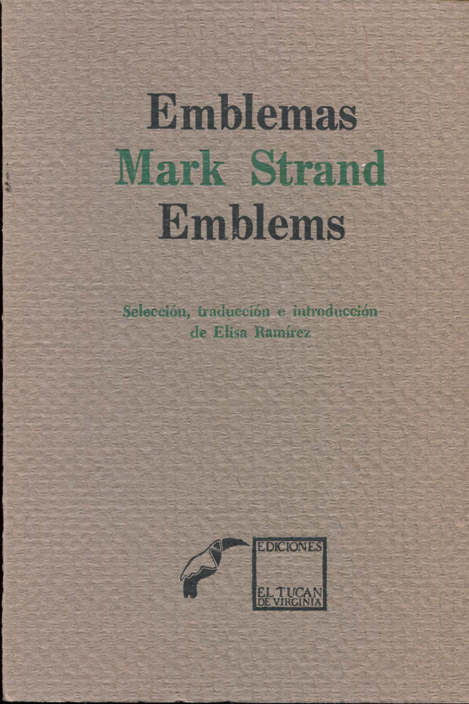 Portada de Emblemas Mark Strand